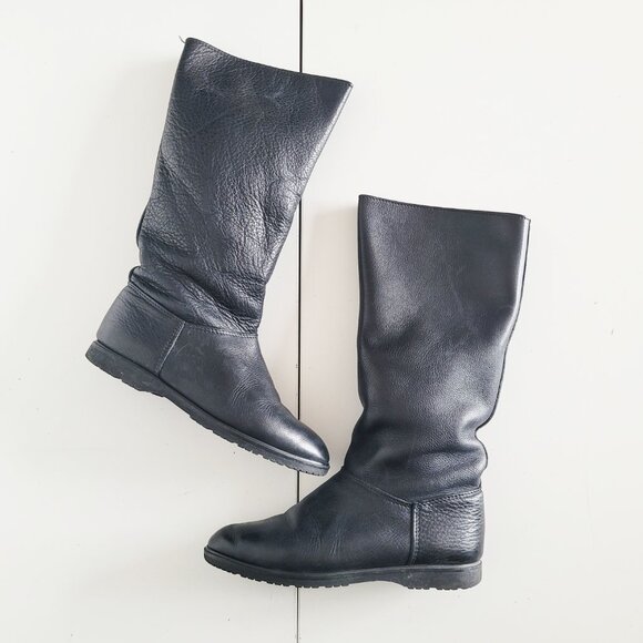 Roots Tall Black Leather Boots - Size 6 - Picture 6 of 8